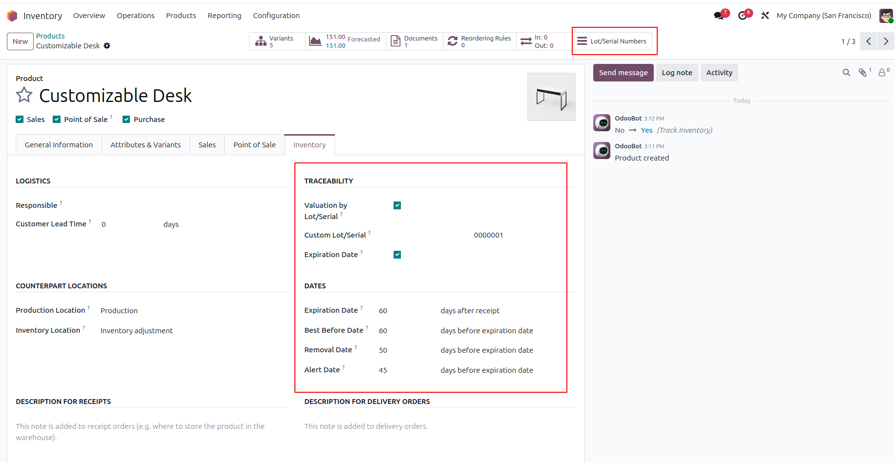 Serial Traceability Settings