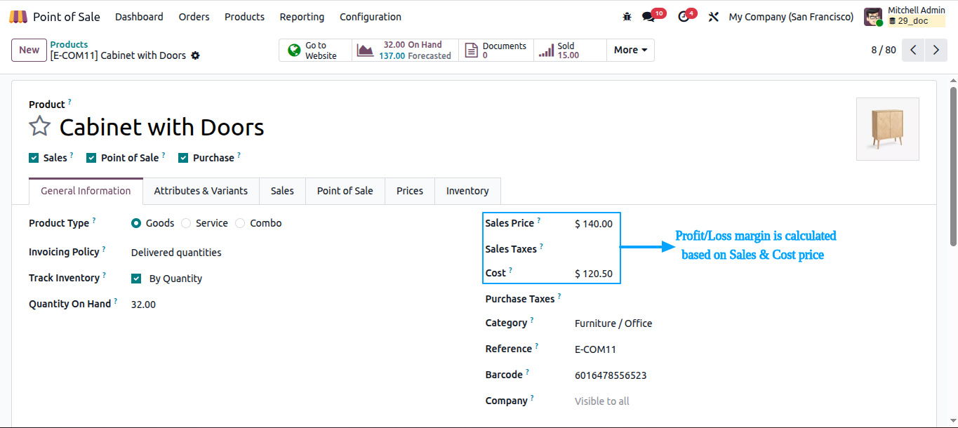 POS Profit/Loss Margin Display