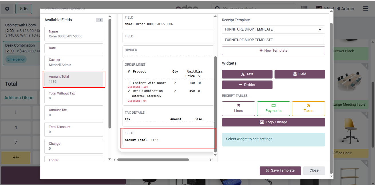 Add Amount Total Field