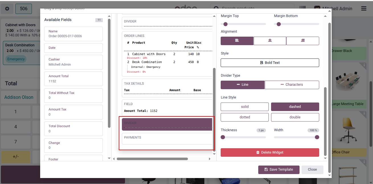 Rearrange Receipt Components