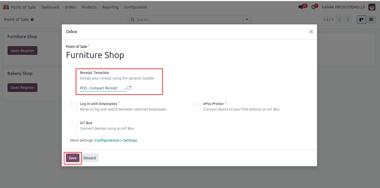 Receipt Template Configuration