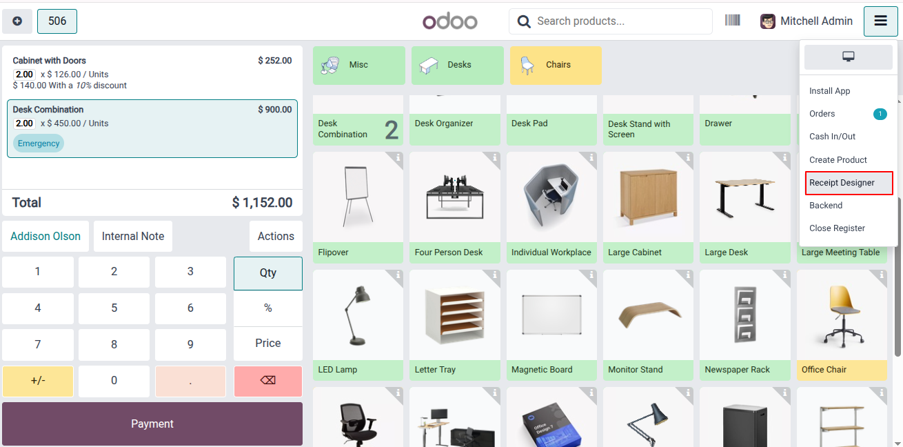 Receipt Designer Option