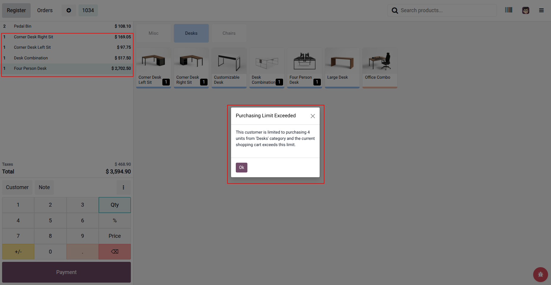 Category Limit Popup