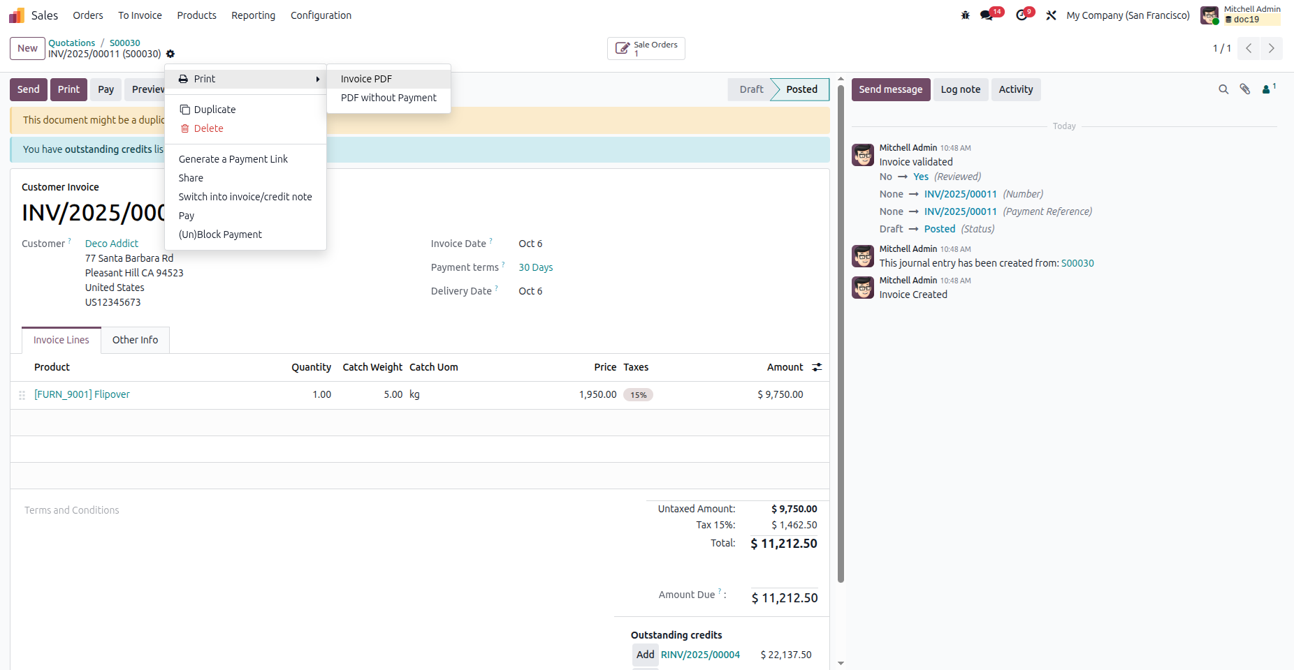 Invoice Print Option