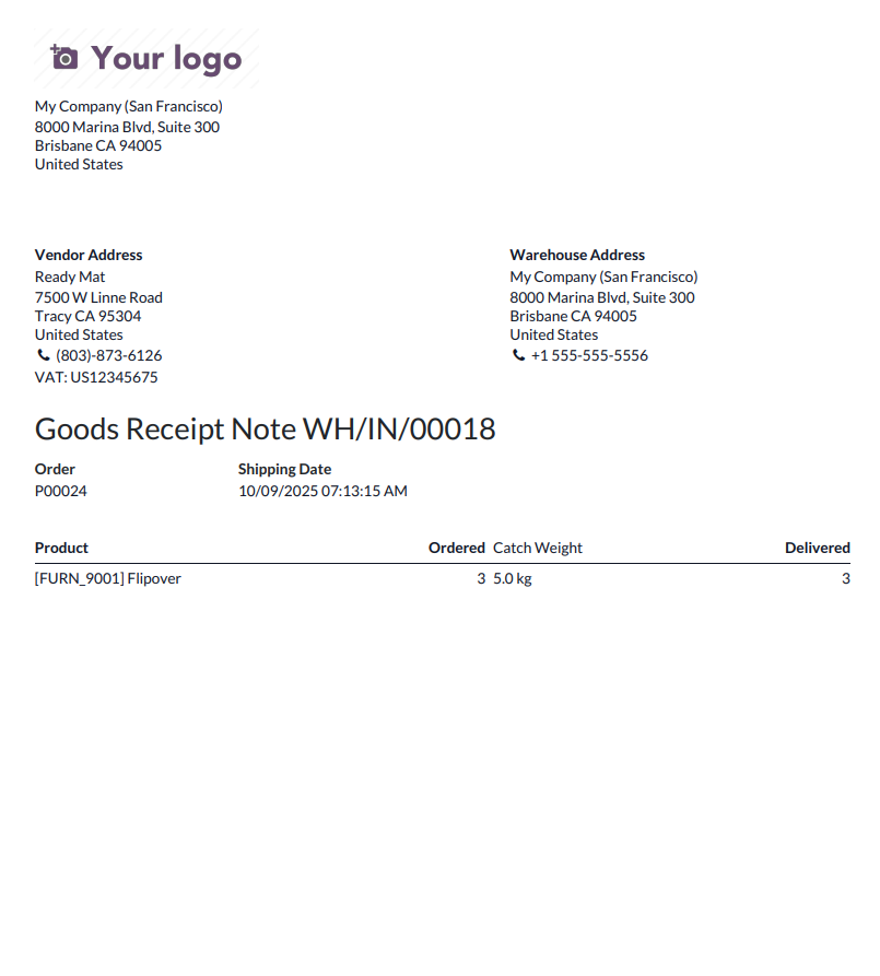 Delivery Slip Print