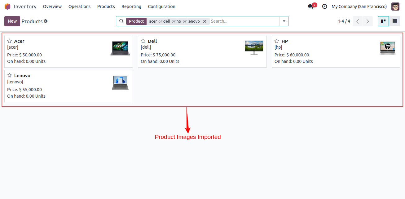 Product Images Displayed in Catalog