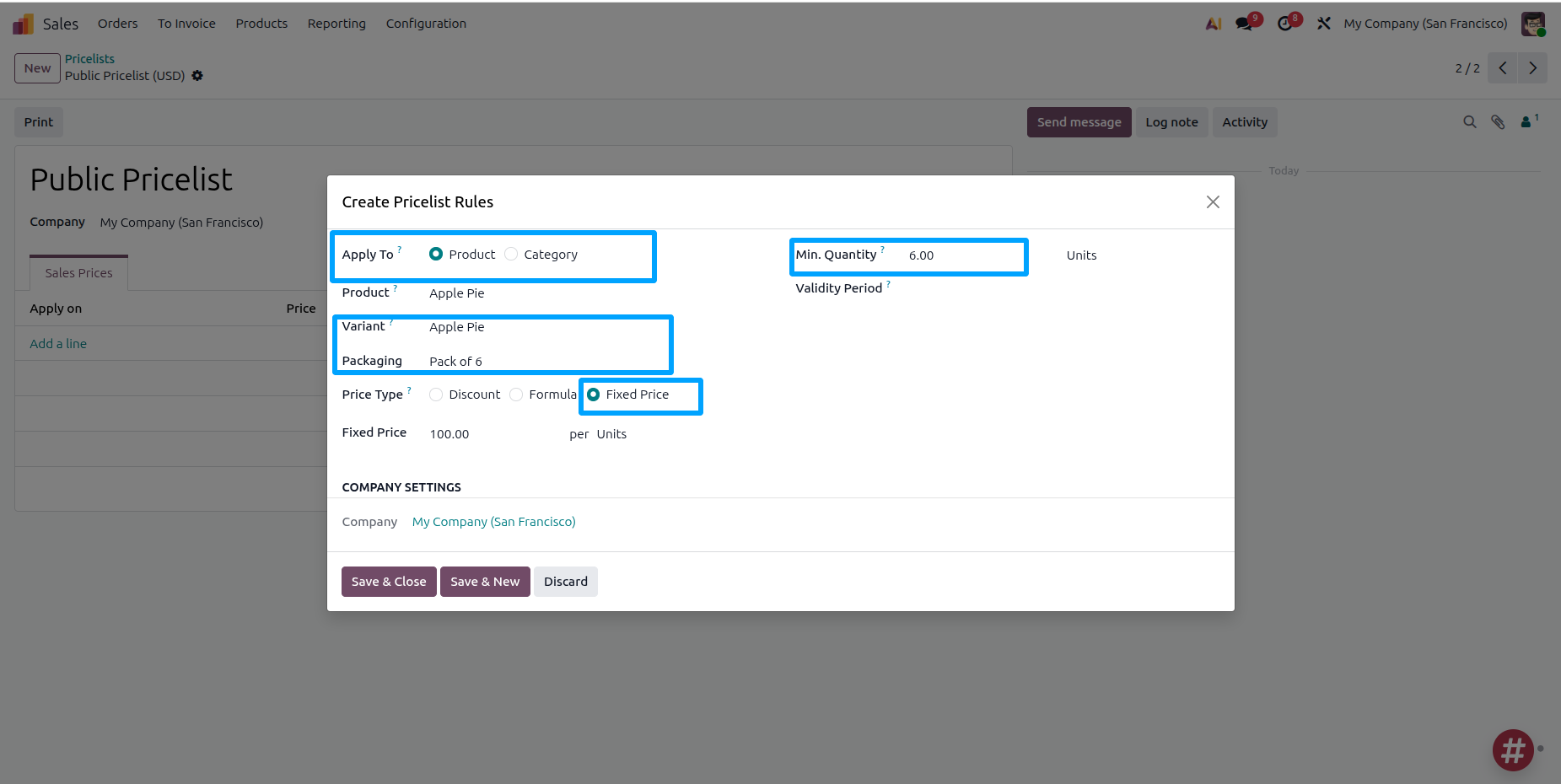 Fixed Price Configuration