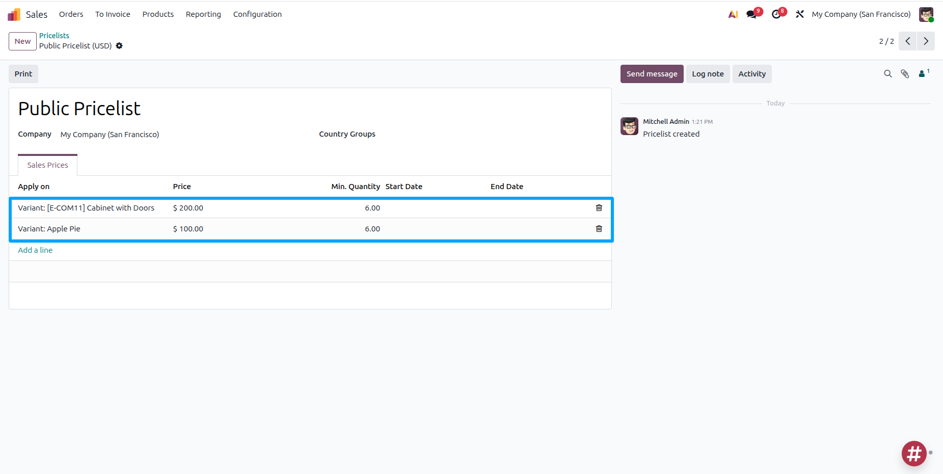 Added Pricelist Rules