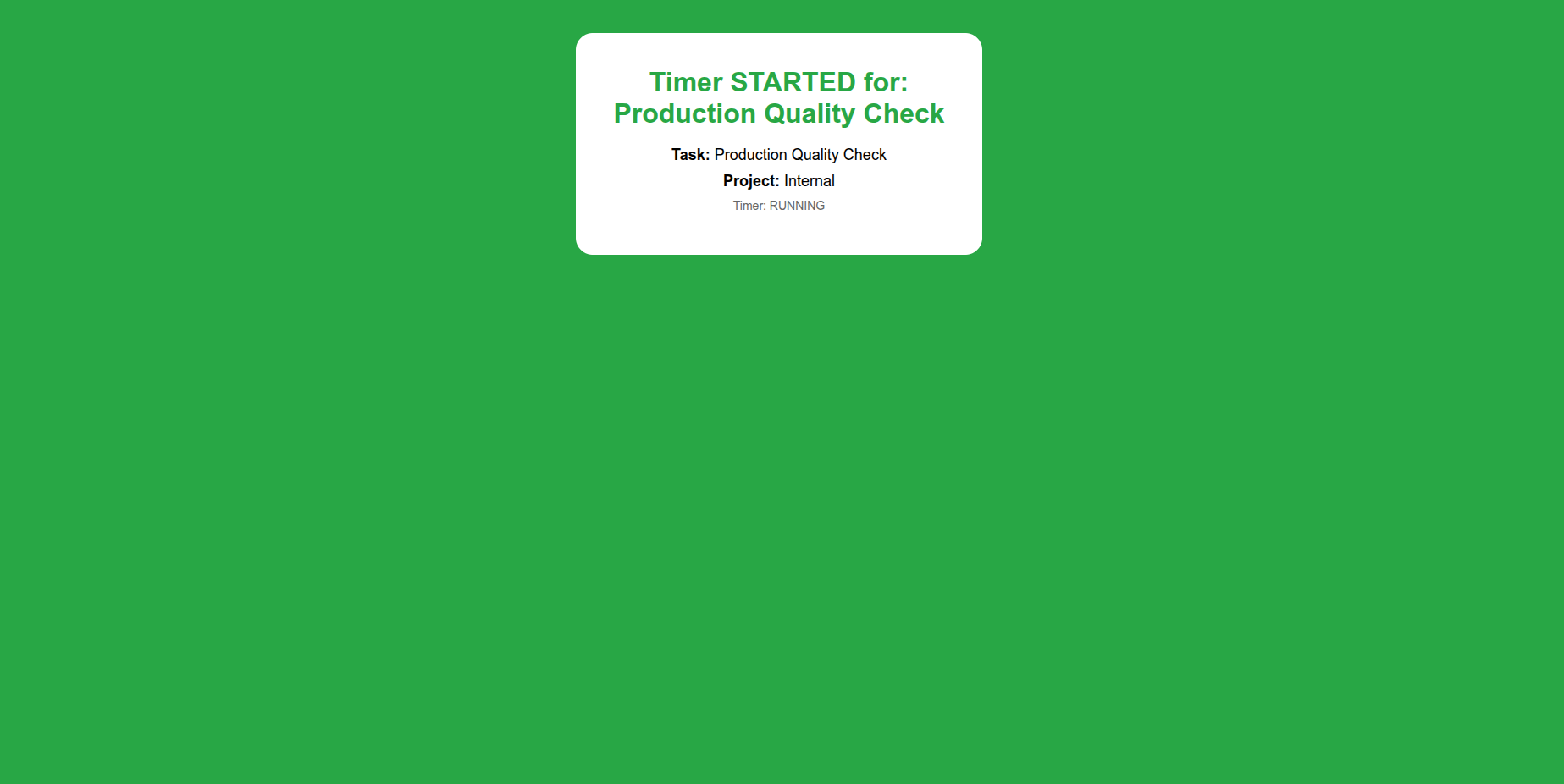 Timer Started Interface