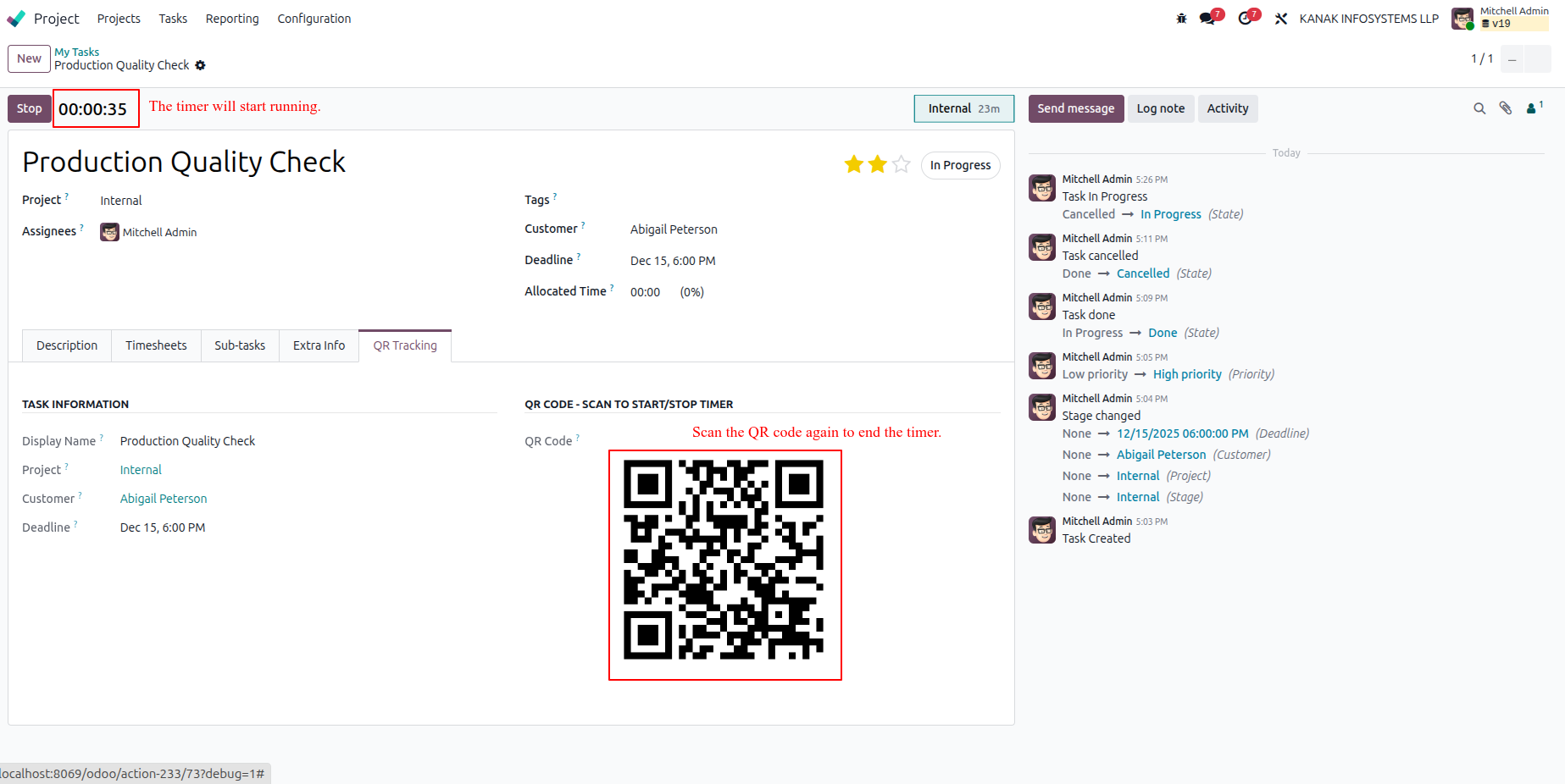 Timer Started Interface