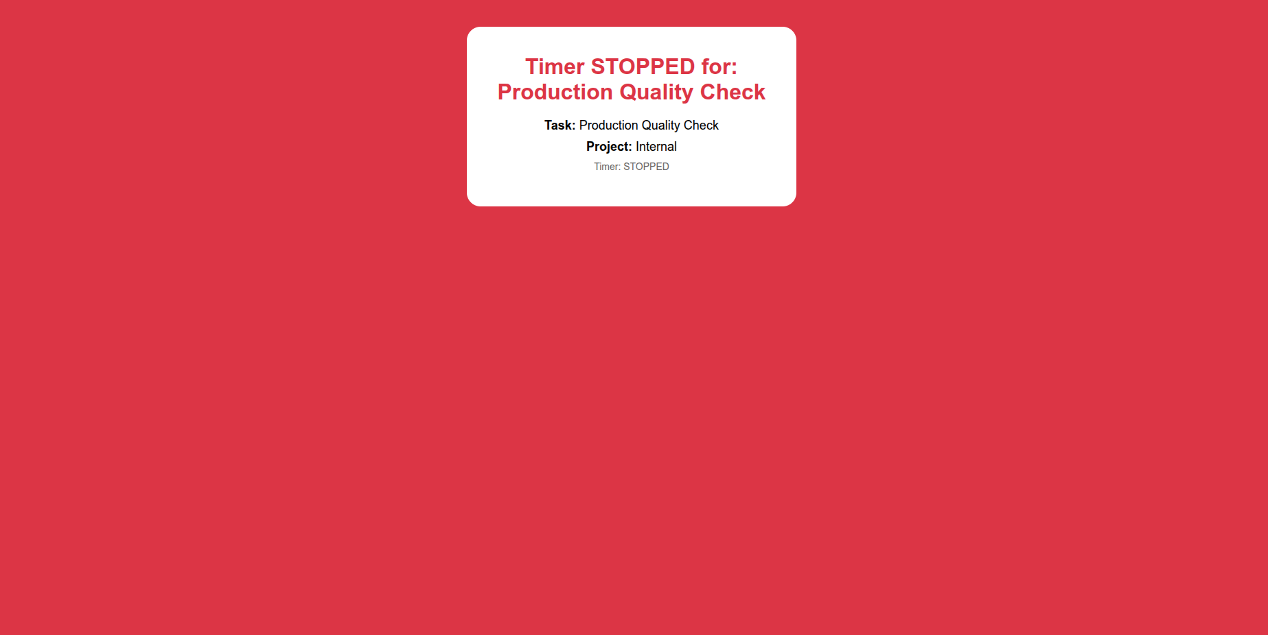 Timer Stopped Interface