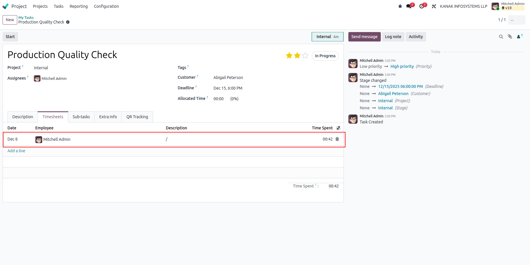 Timesheets Tab