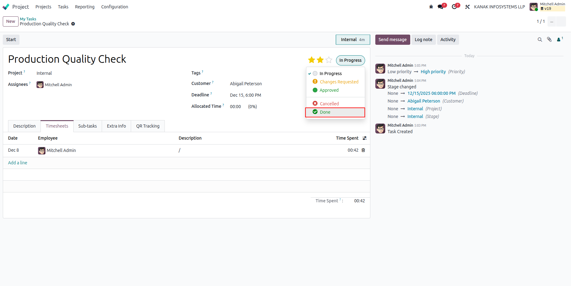 Task Done Interface