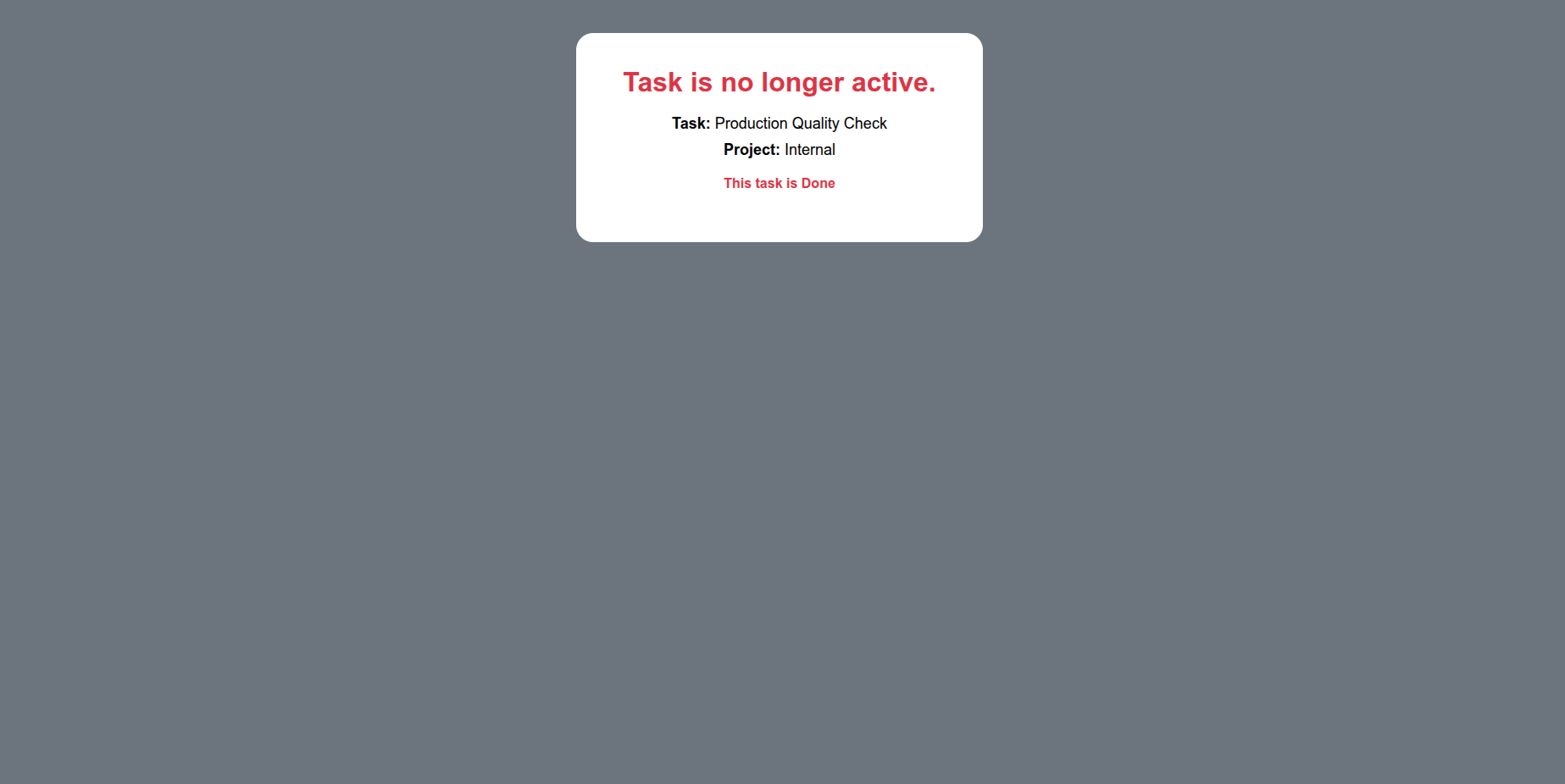 QR Inactive for Done Task