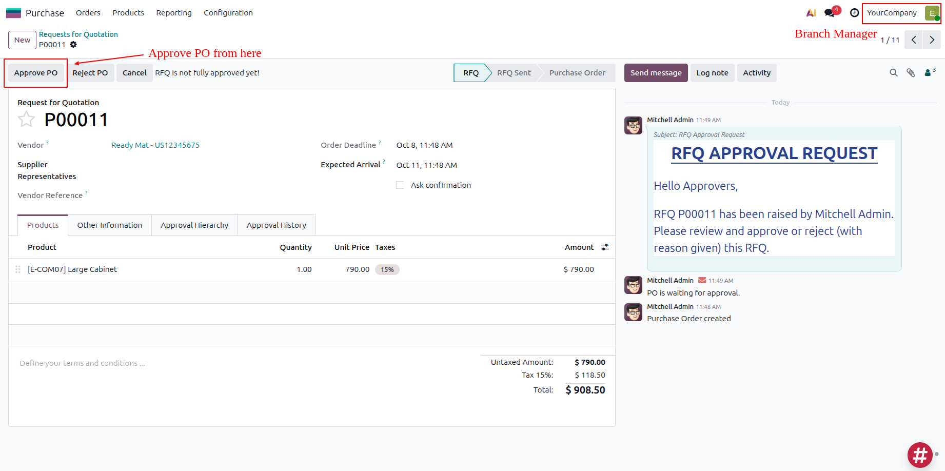 Approve PO by First Sequence Employee