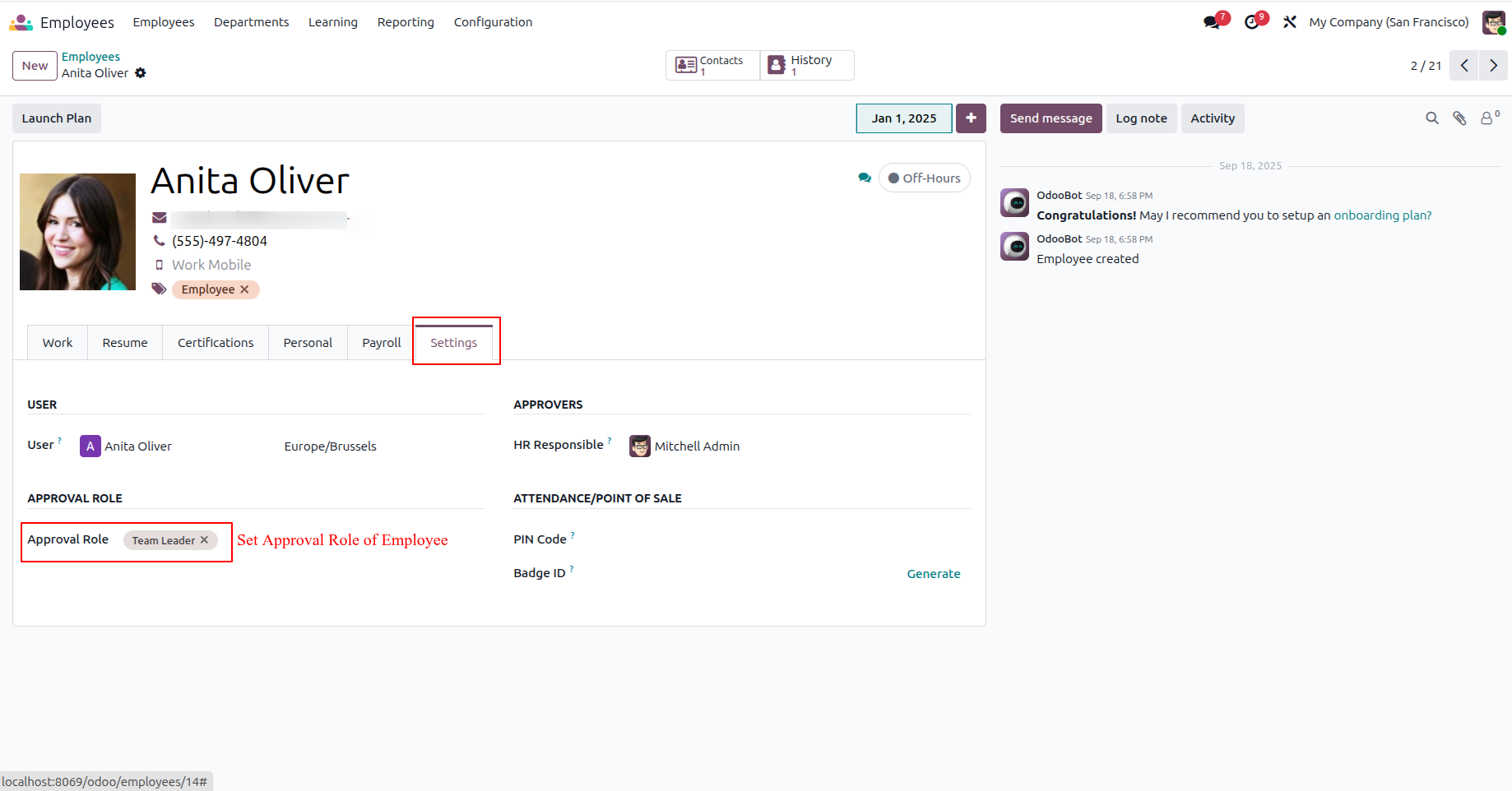 Assign Approval Role to Employee