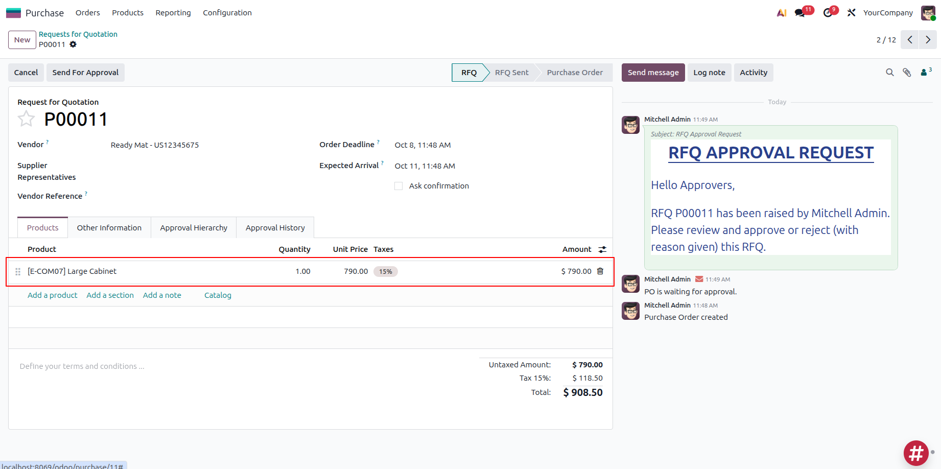 Create Purchase Order for Product