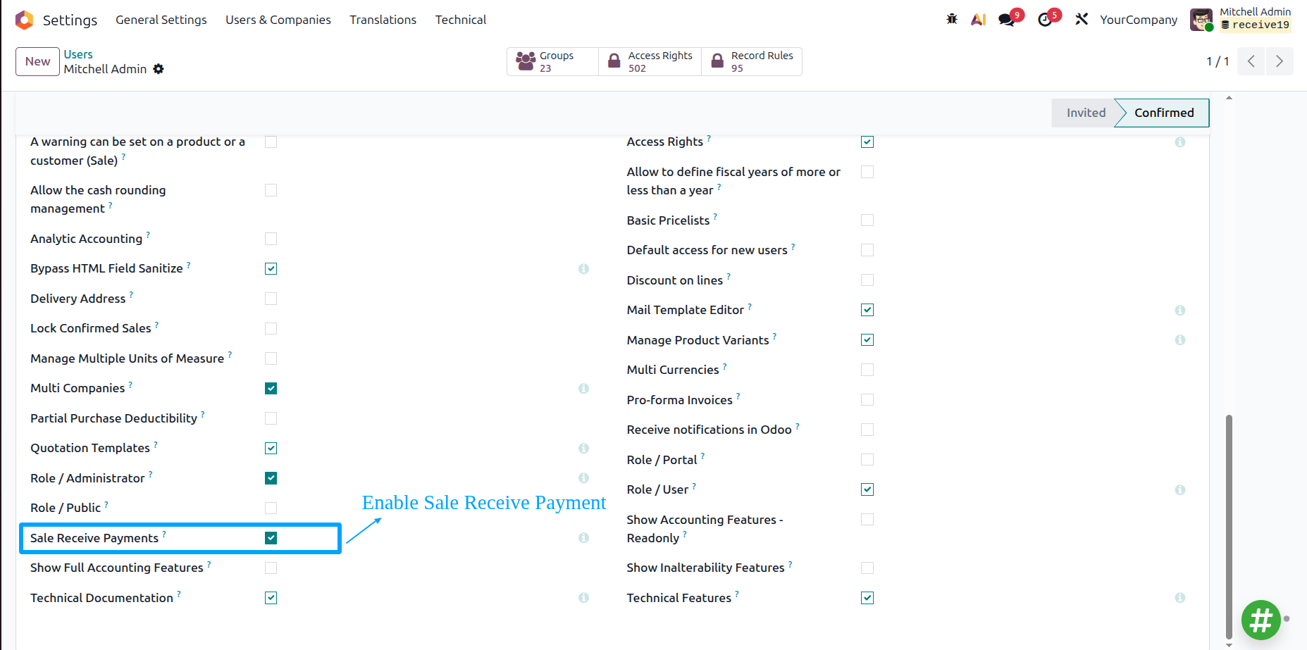 Receive Sale Payment