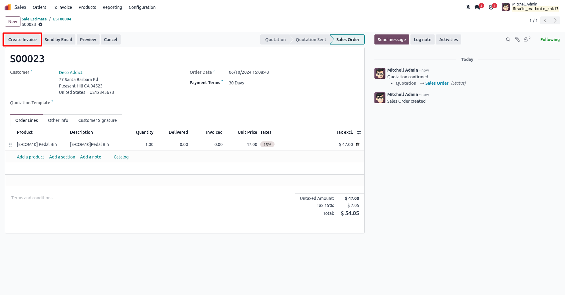Create invoice