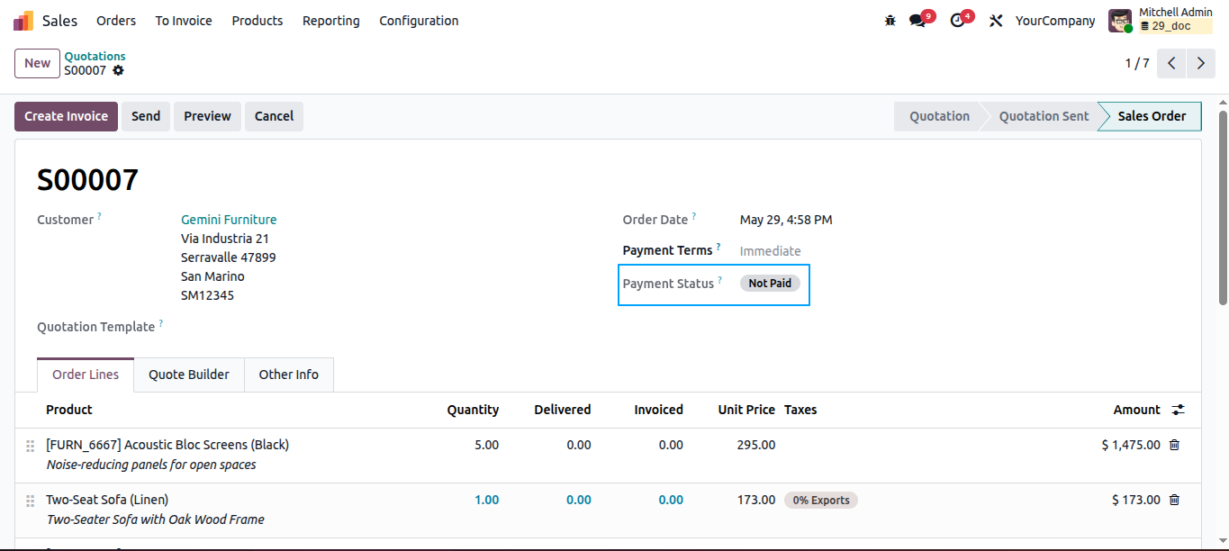 Payment Status On Sale Order
