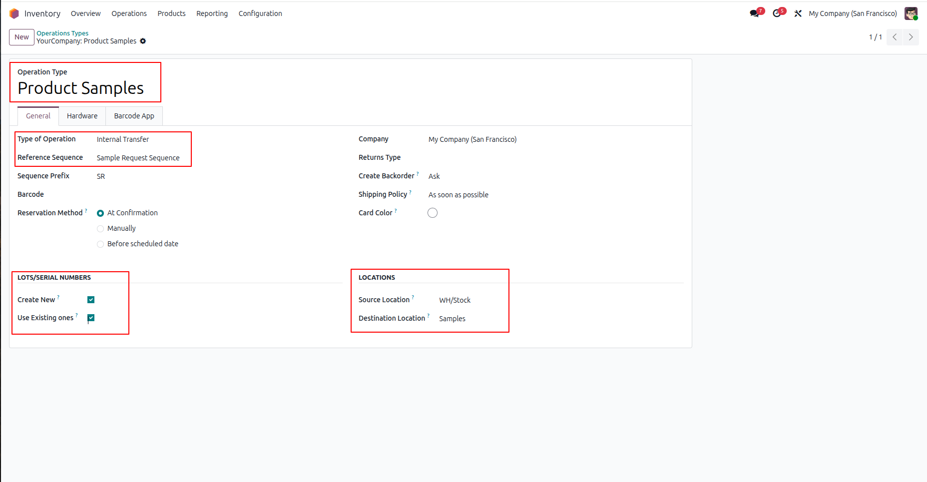 Create Sample Operation Type