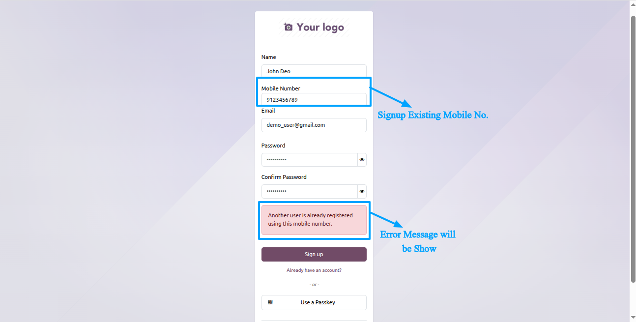 Signup Login by Mobile