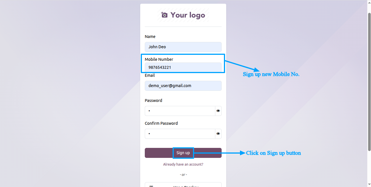 Signup Login by Mobile
