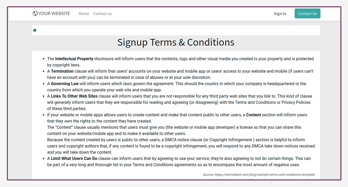 Signup Terms & Conditions - This can be used to restrict signup based on company terms & conditions | signup |signin |terms and Conditions |Signup Terms | Signup Conditions.