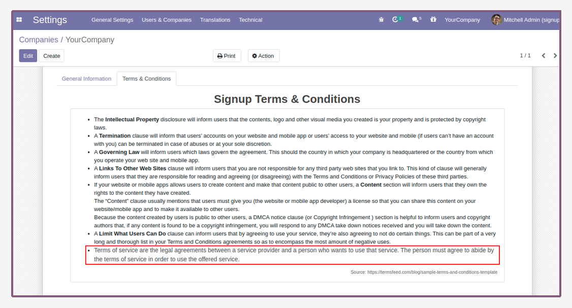 Signup Terms & Conditions - This can be used to restrict signup based on company terms & conditions | signup |signin |terms and Conditions |Signup Terms | Signup Conditions.