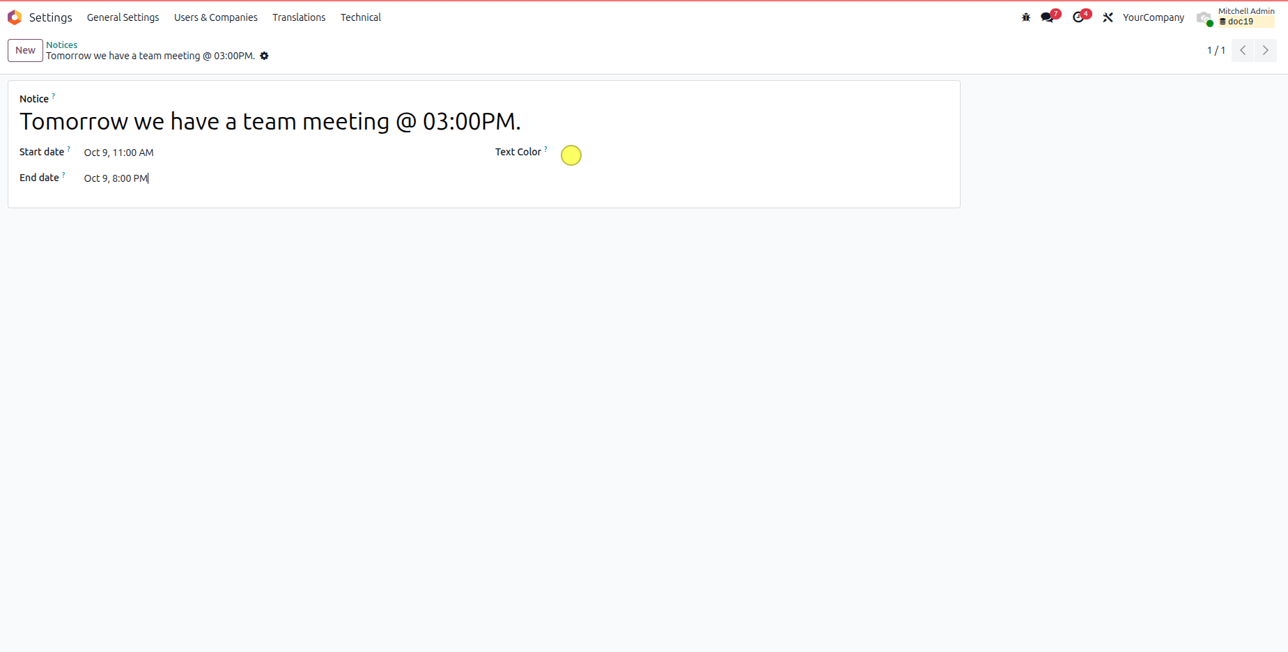 Create New Notice