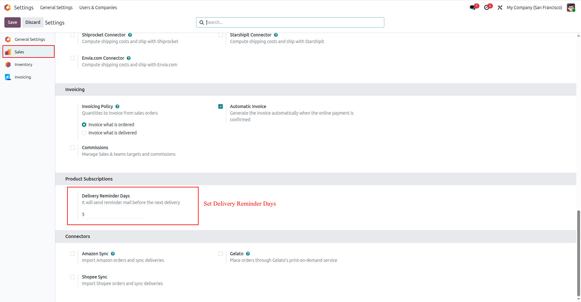 Add Delivery Reminder Days