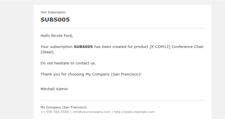 Subscription Email
