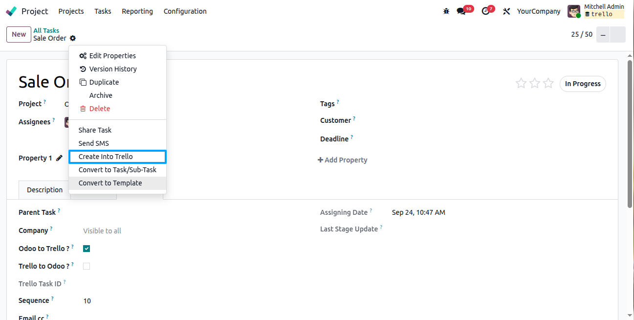 Odoo-Trello Connector