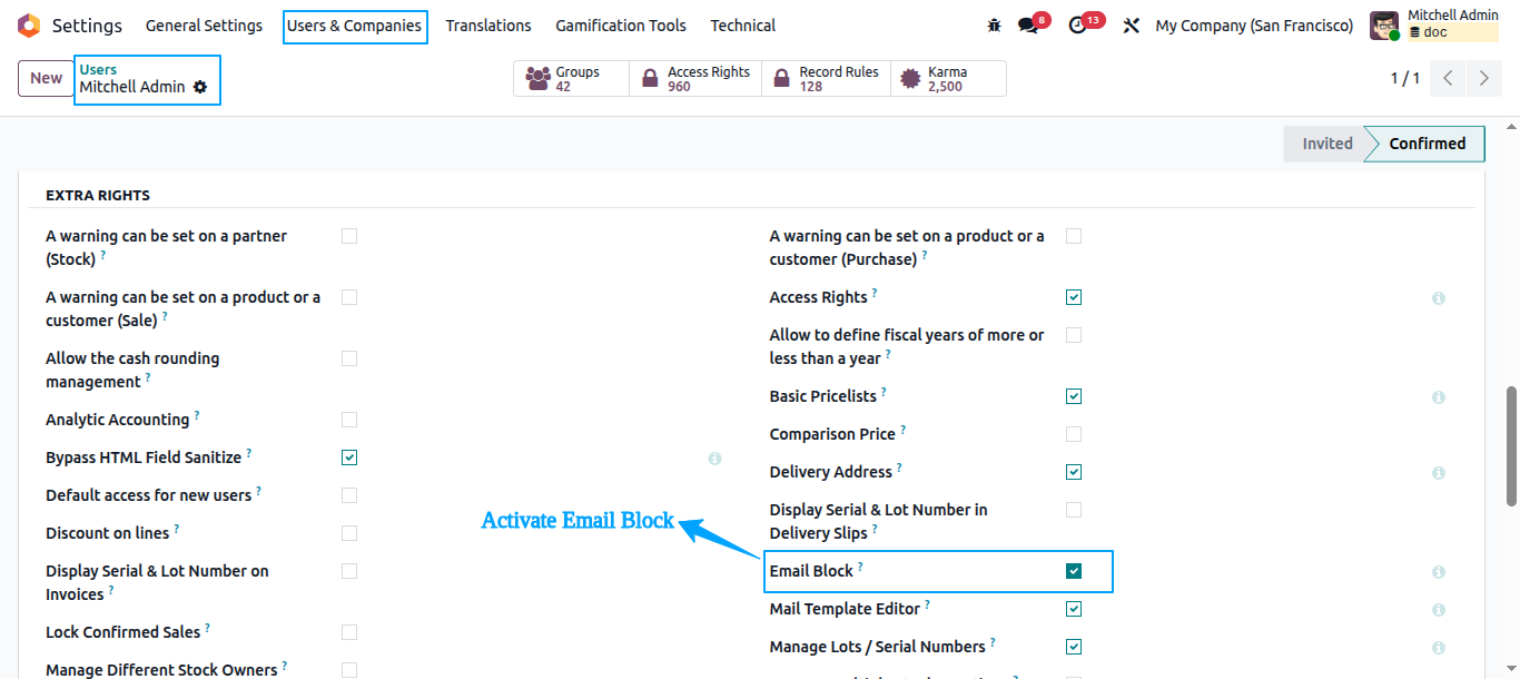 Email Block Configuration