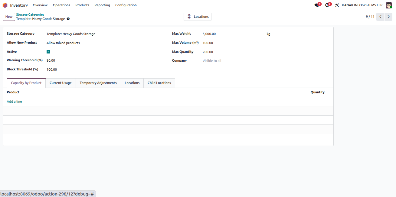 Storage Category Configuration