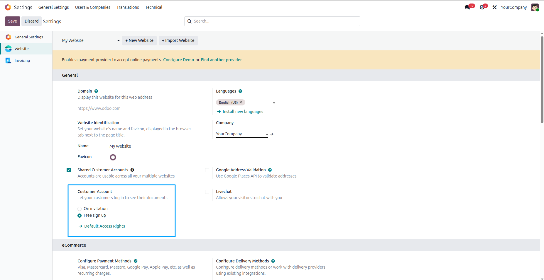website checkout signup page