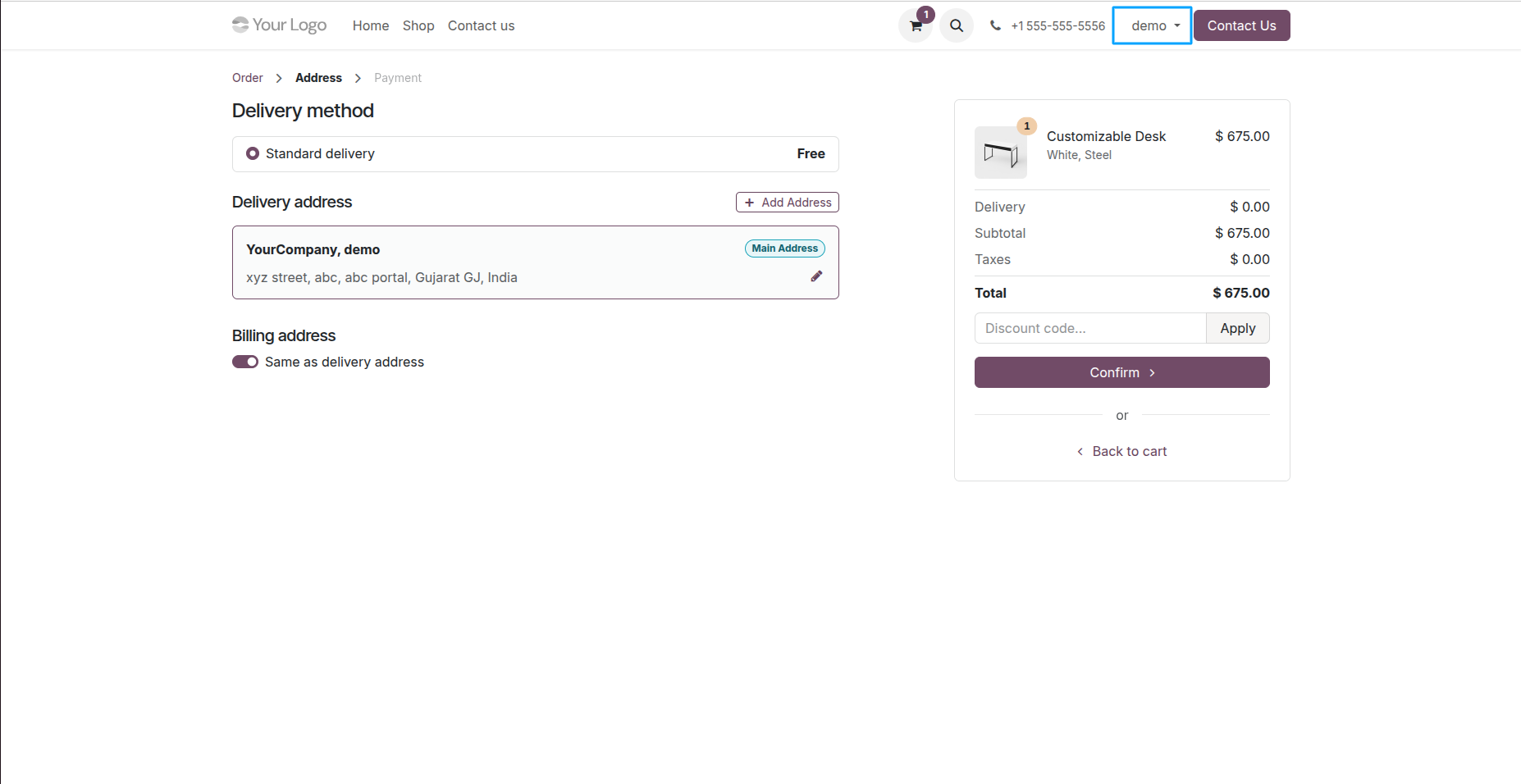 website checkout signup page