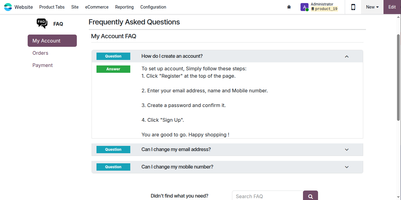 Website FAQ