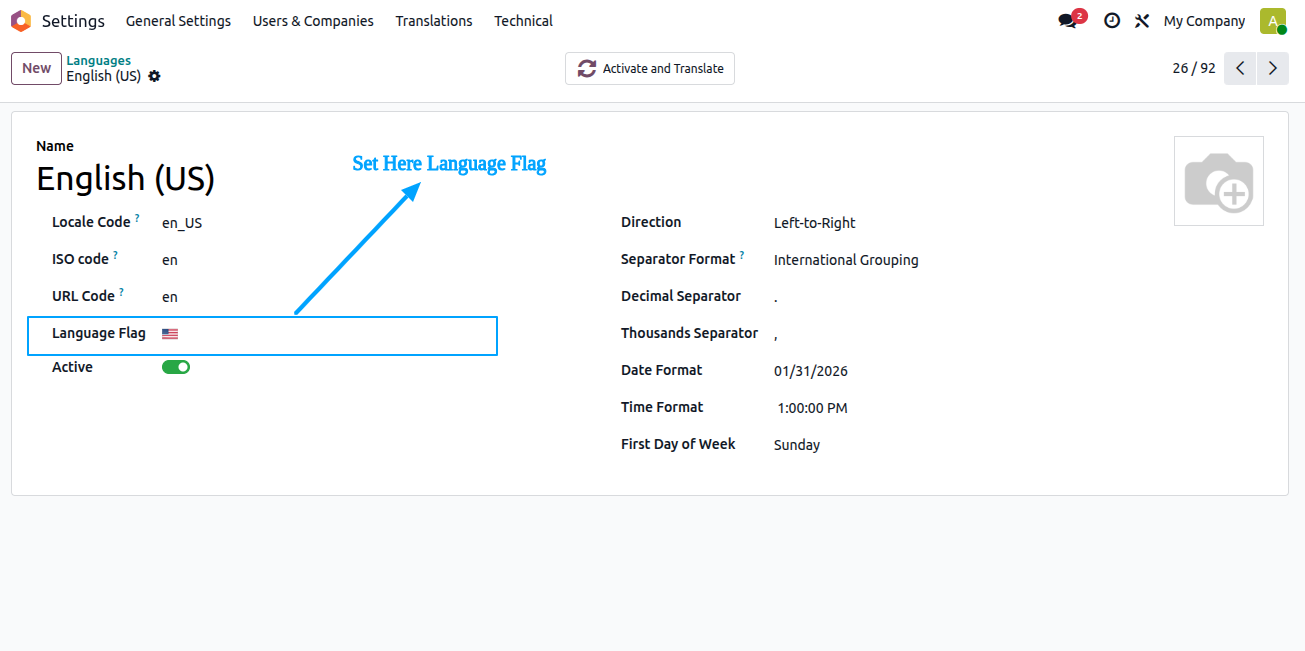 Website Language Flag