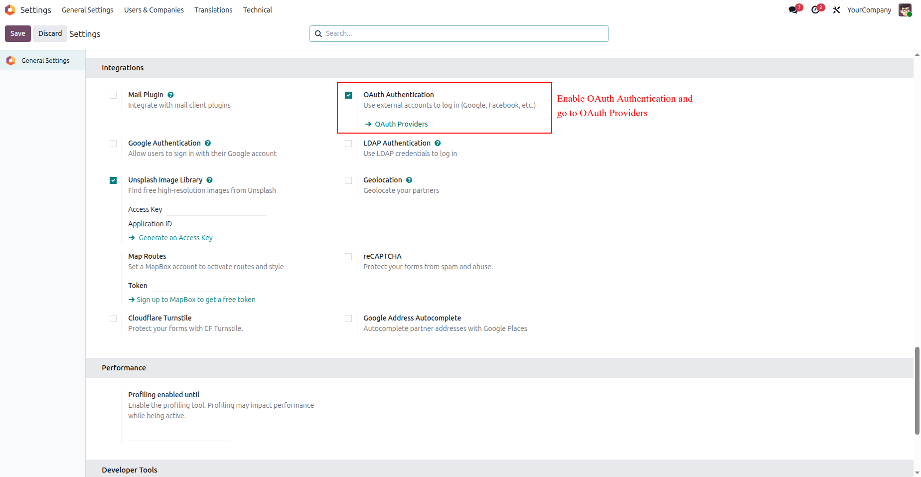 OAuth Settings