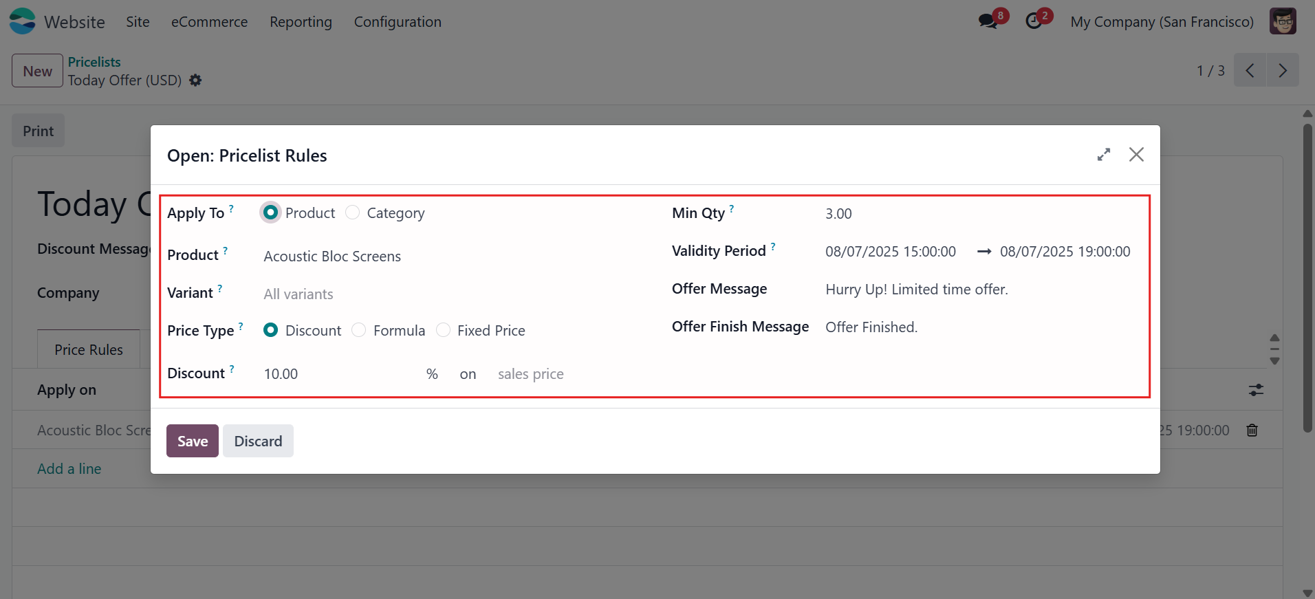 Stock Message Rule