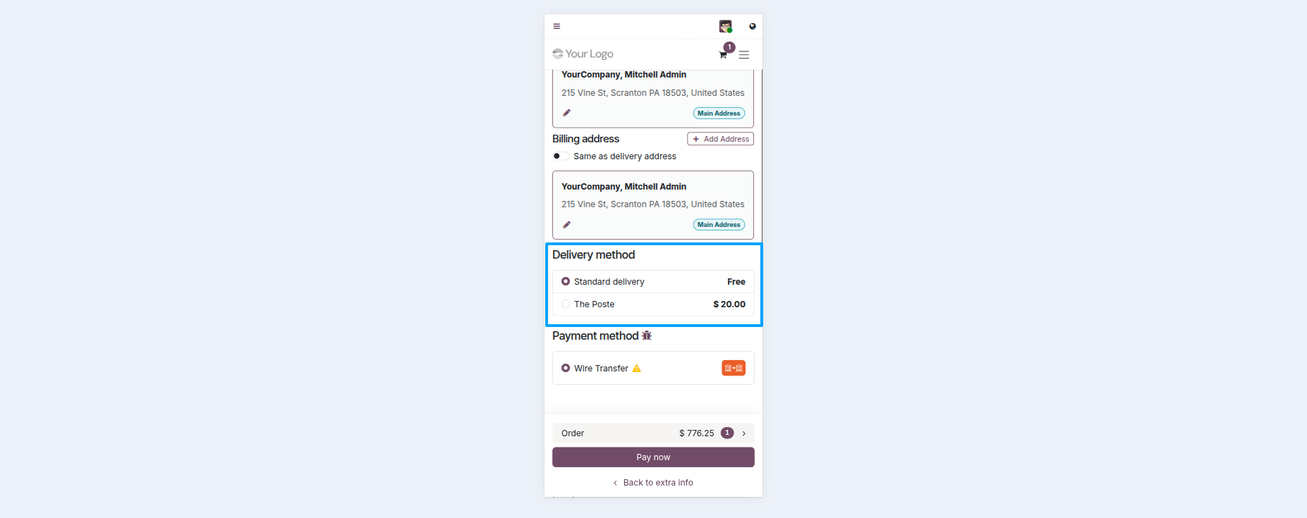 Website One Page Checkout