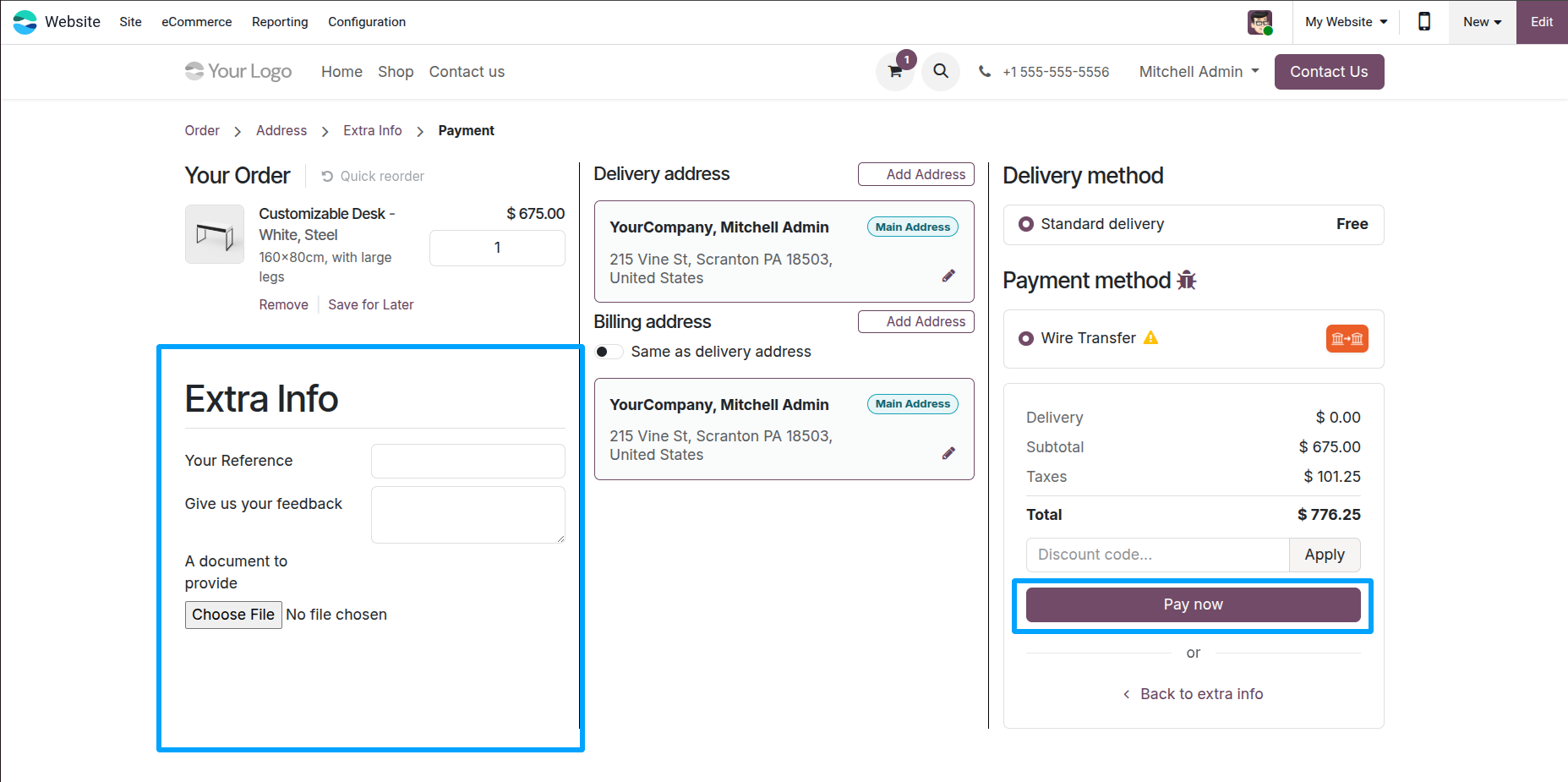 Website One Page Checkout