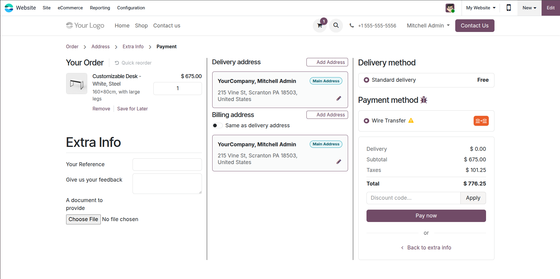 Website One Page Checkout