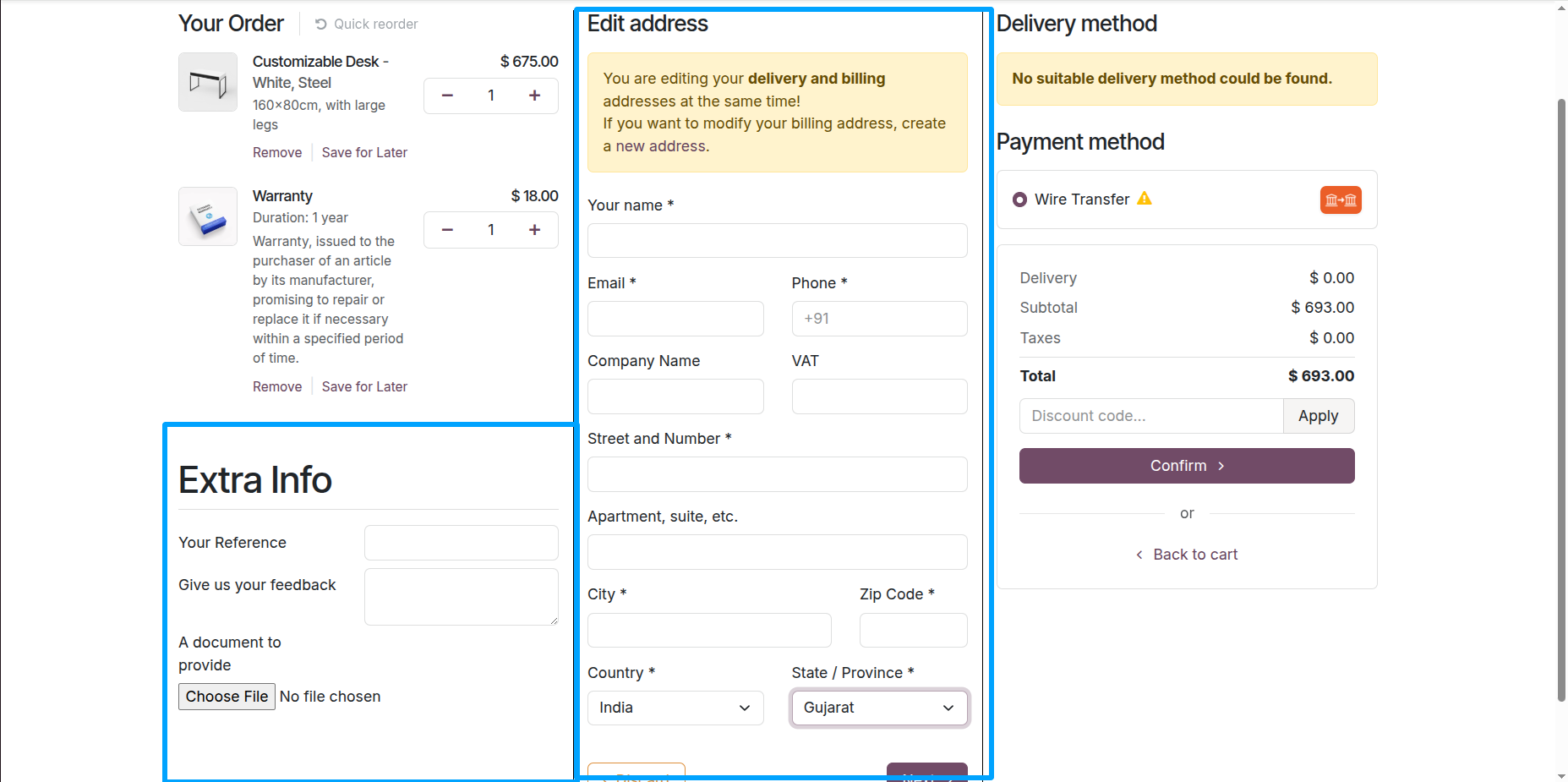 Website One Page Checkout