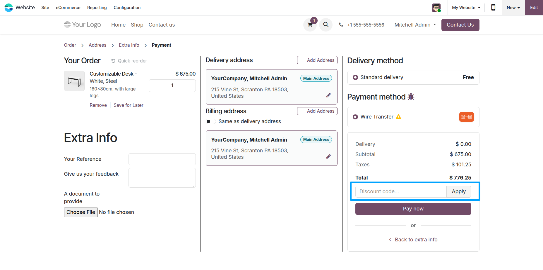 Website One Page Checkout