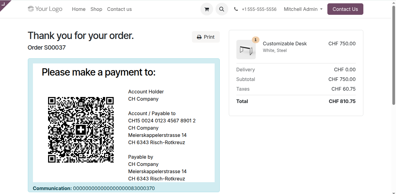 Website Swiss QR bill