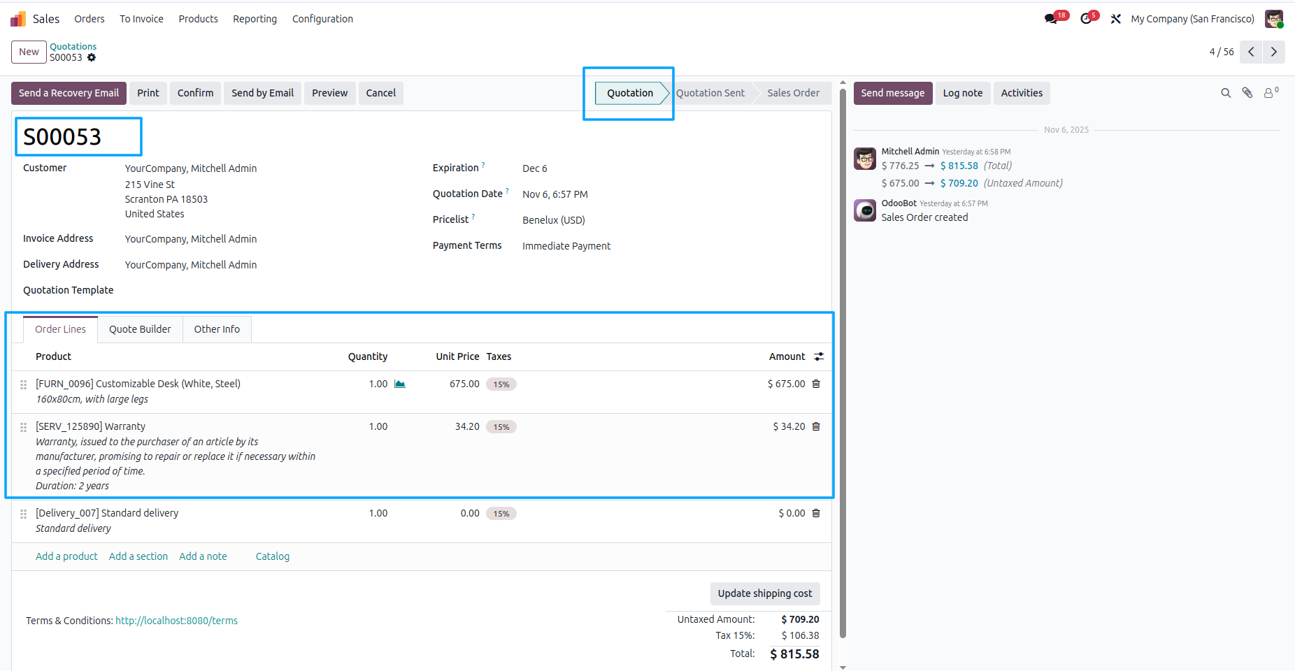 Website Requested Quotation in Backend