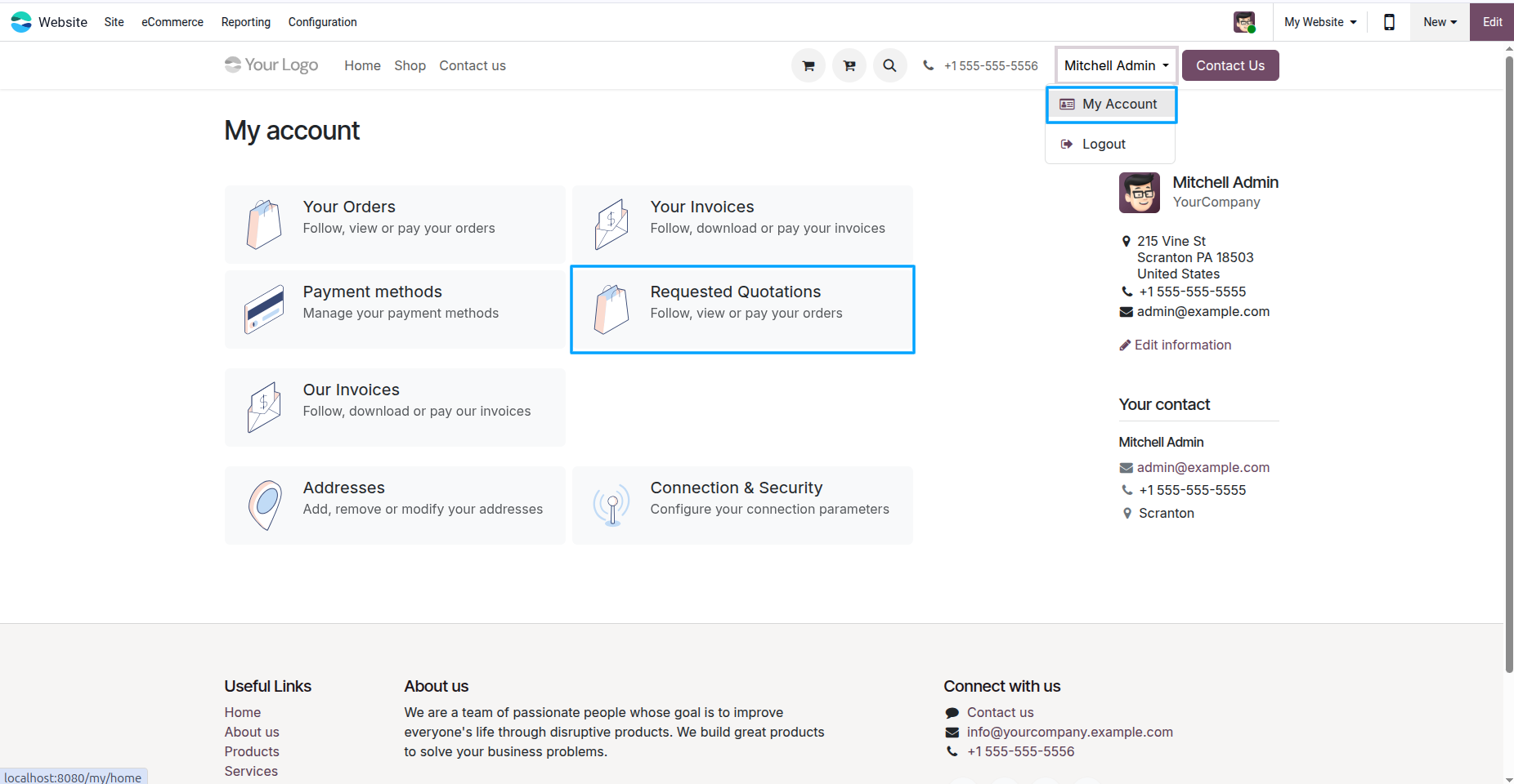 Requested Quotation on Customer Portal