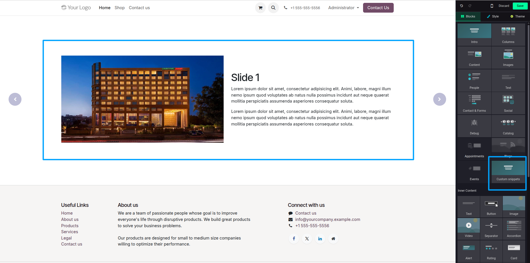 Slider 1 snippet example